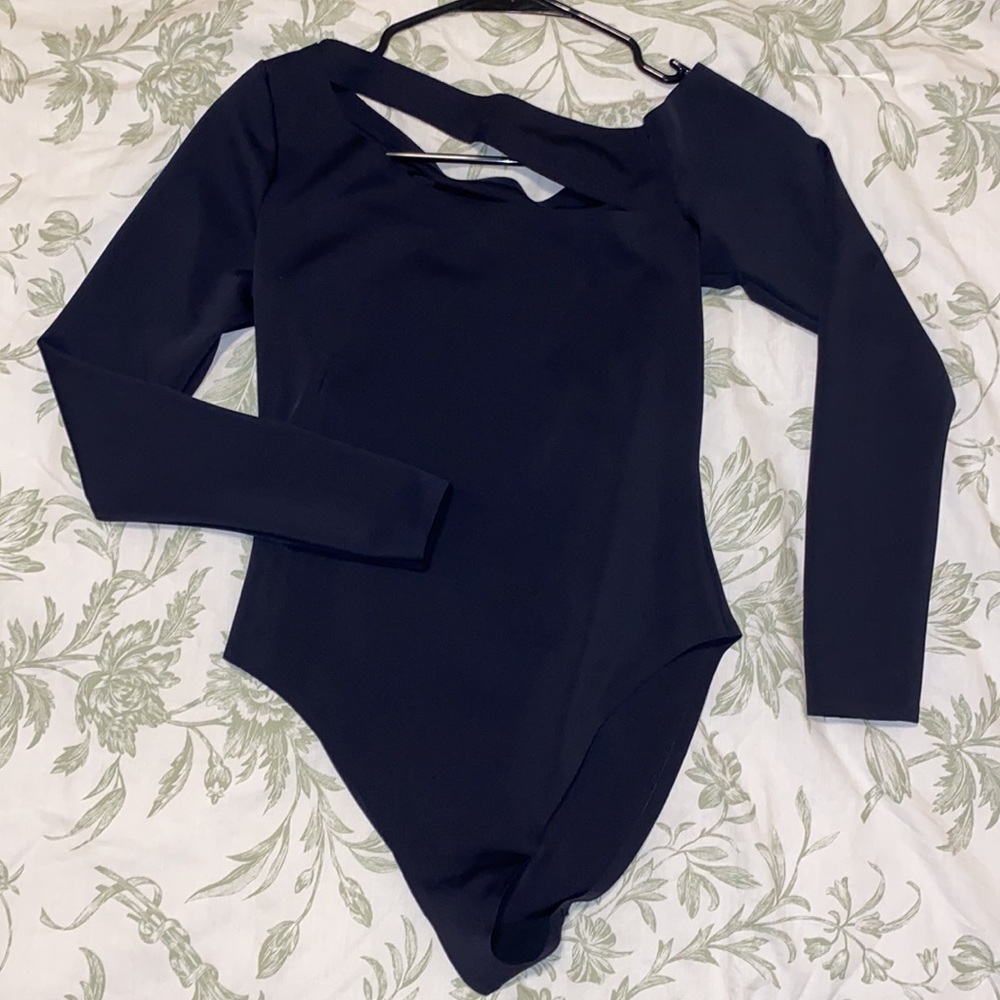 Chest cut-out long sleeve bodysuit